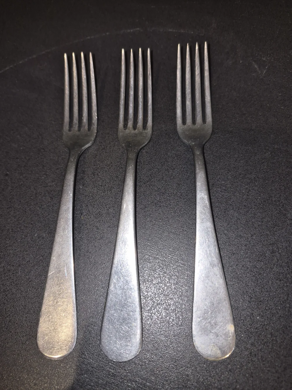 3 Vintage WWII Era US Military Mess Hall Silco Stainless Steel Forks 1018